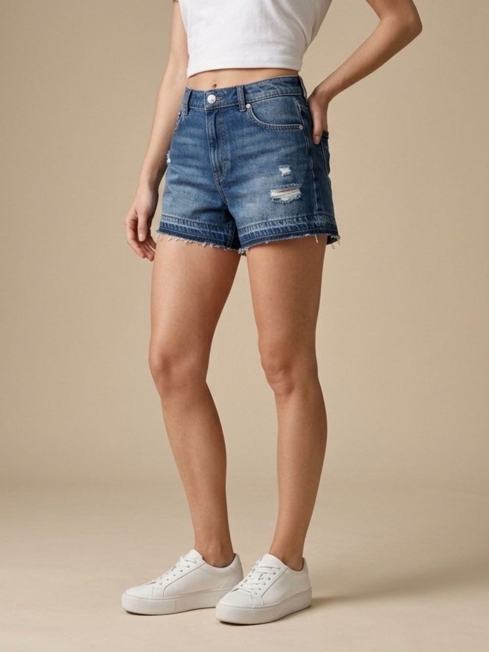 Distressed Denim Shorts Blue Girl's Size 12 NWOT - Picture 2 of 7